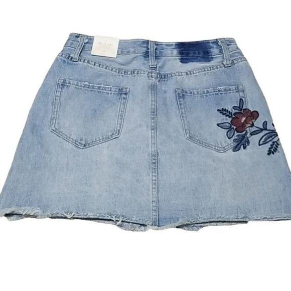 NWT Altar'd State Denim Embroidered Mini Skirt - Picture 2 of 5